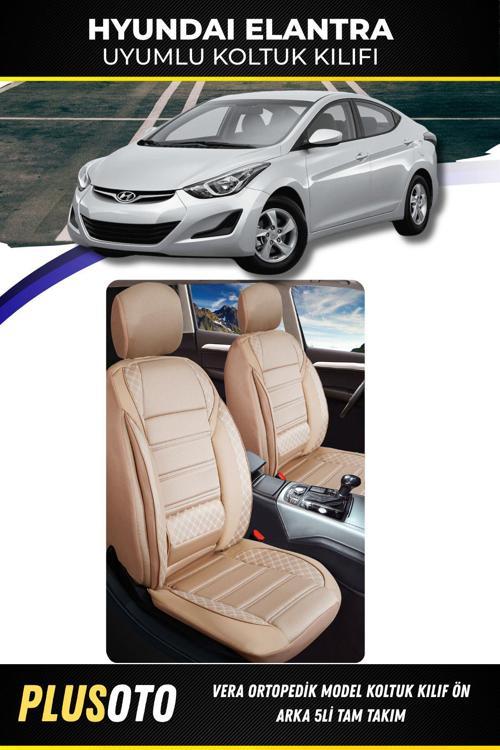 Hyundai Elantra Uyumlu Vera Serisi Bej Oto Koltuk Kılıfı 5Li Takım Set M-362