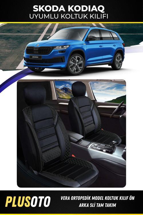 Skoda Kodiaq Uyumlu Vera Serisi Siyah Oto Koltuk Kılıfı 5Li Takım Set M-913