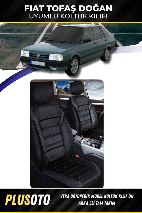 Fiat / Tofaş Doğanuyumlu Vera Serisi Siyah Oto Koltuk Kılıfı 5Li Takım Set M-139