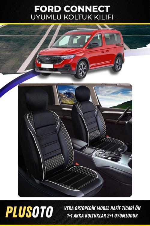 Ford Connect (2+1) Ticari Uyumlu Vera Serisi Bej Oto Koltuk Kılıfı 5Li Takım Set T-15