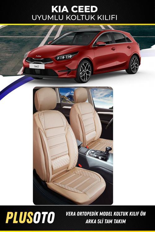 Kia Ceed Uyumlu Vera Serisi Bej Oto Koltuk Kılıfı 5Li Takım Set M-458