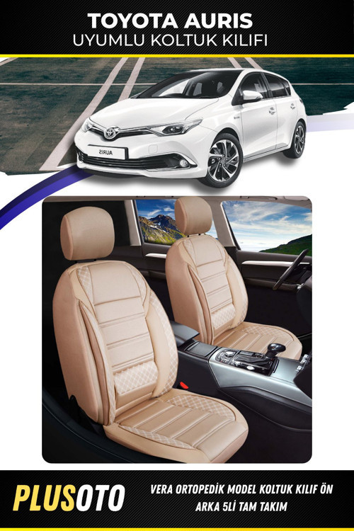 Toyota Auris Uyumlu Vera Serisi Bej Oto Koltuk Kılıfı 5Li Takım Set M-986