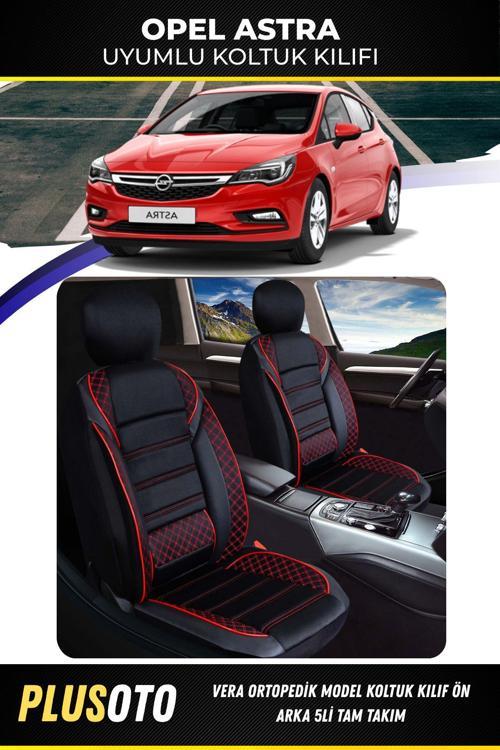 Opel Astra Uyumlu Vera Serisi Siyah Kırmızı Oto Koltuk Kılıfı 5Li Takım Set M-587