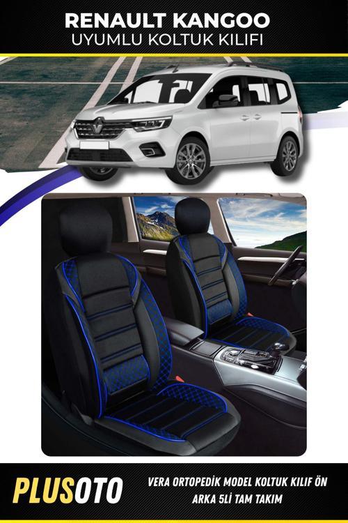 Renault Kangoo Uyumlu Vera Serisi Siyah Mavi Oto Koltuk Kılıfı 5Li Takım Set M-798