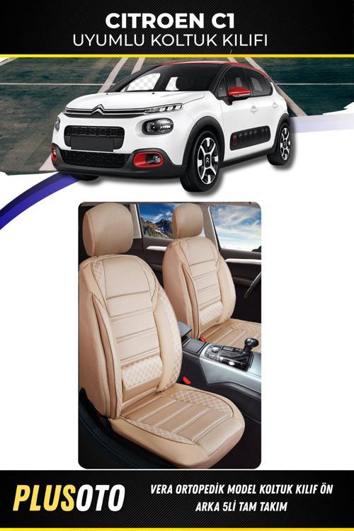 Citroen C1 Uyumlu Vera Serisi Bej Oto Koltuk Kılıfı 5Li Takım Set M-38