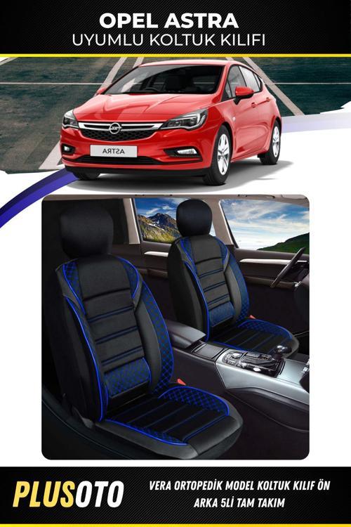 Opel Astrauyumlu Vera Serisi Siyah Mavi Oto Koltuk Kılıfı 5Li Takım Set M-588