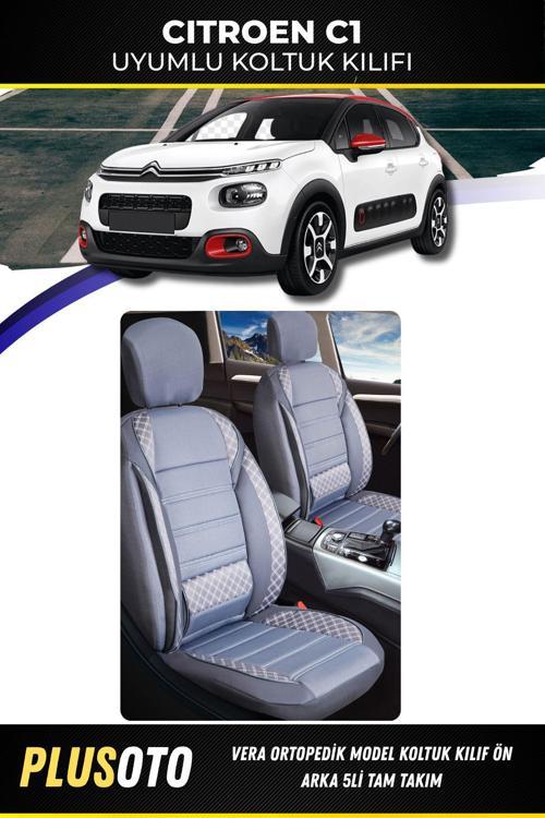 Citroen C1Uyumlu Vera Serisi Füme Oto Koltuk Kılıfı 5Li Takım Set M-39