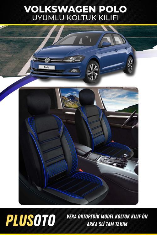Volkswagen Polouyumlu Vera Serisi Siyah Mavi Oto Koltuk Kılıfı 5Li Takım Set M-1092