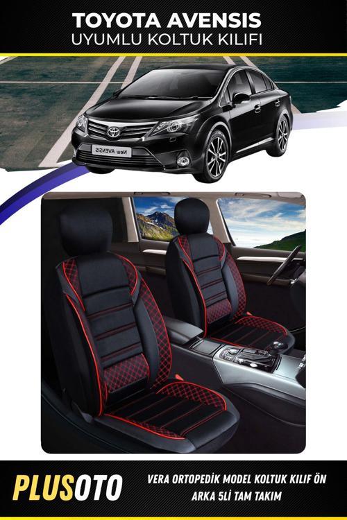 Toyota Avensis Uyumlu Vera Serisi Siyah Kırmızı Oto Koltuk Kılıfı 5Li Takım Set M-995