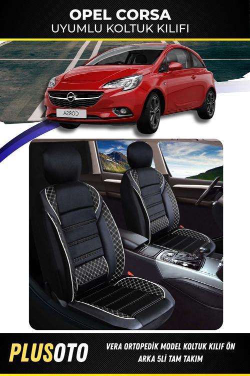 Opel Corsa Uyumlu Vera Serisi Siyah Beyaz Oto Koltuk Kılıfı 5Li Takım Set M-592