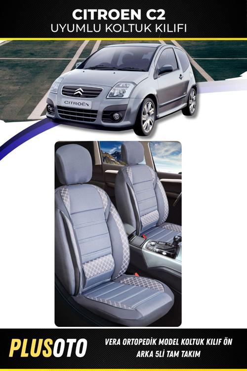 Citroen C2 Uyumlu Vera Serisi Füme Oto Koltuk Kılıfı 5Li Takım Set M-45