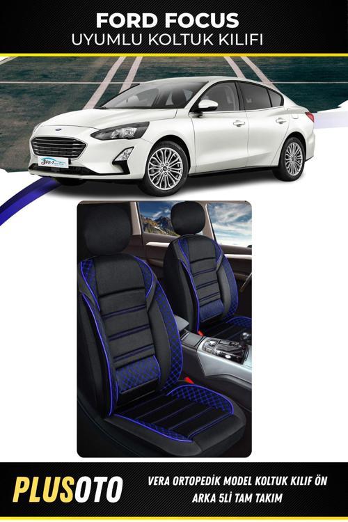 Ford Focus Uyumlu Vera Serisi Siyah Kırmızı Oto Koltuk Kılıfı 5Li Takım Set M-275