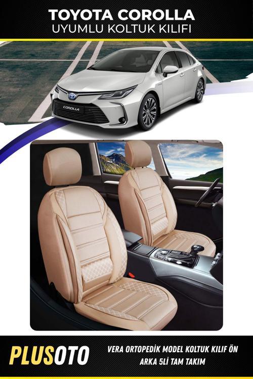 Toyota Corolla Uyumlu Vera Serisi Bej Oto Koltuk Kılıfı 5Li Takım Set M-1004