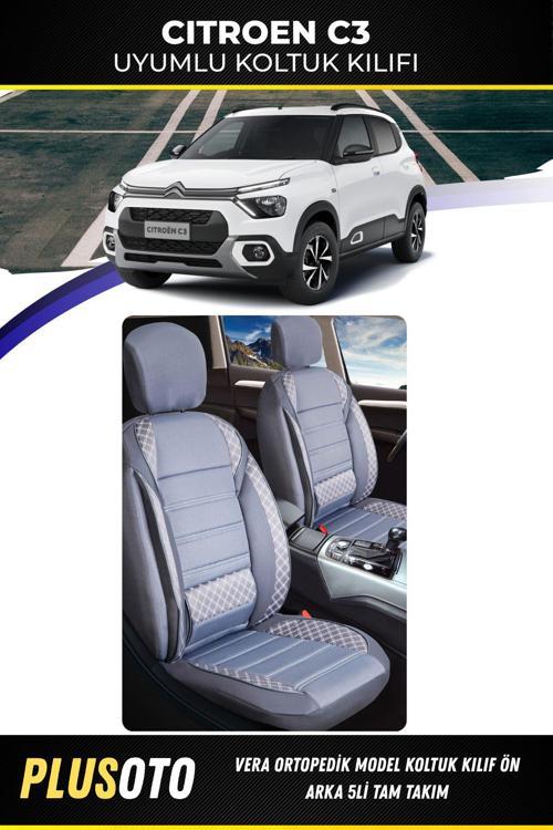 Citroen C3Uyumlu Vera Serisi Füme Oto Koltuk Kılıfı 5Li Takım Set M-51