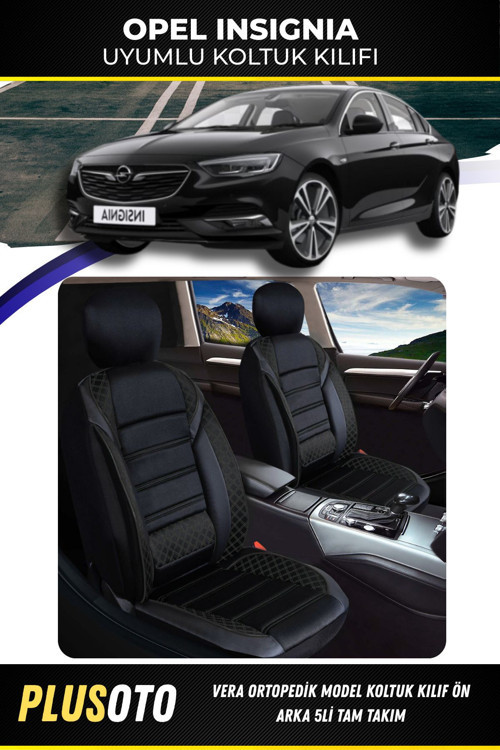 Opel İnsigniauyumlu Vera Serisi Siyah Oto Koltuk Kılıfı 5Li Takım Set M-607