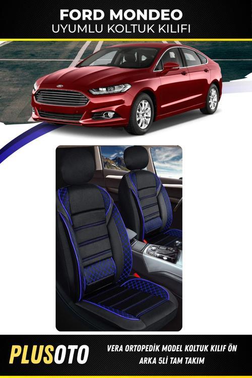Ford Mondeo Uyumlu Vera Serisi Siyah Mavi Oto Koltuk Kılıfı 5Li Takım Set M-294
