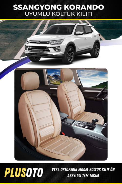 Ssangyong Korando Uyumlu Vera Serisi Bej Oto Koltuk Kılıfı 5Li Takım Set M-950