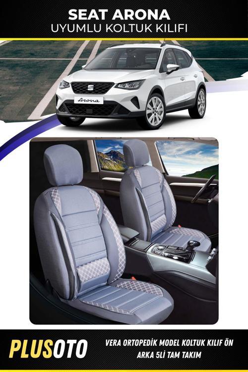 Seat Arona Uyumlu Vera Serisi Füme Oto Koltuk Kılıfı 5Li Takım Set M-837