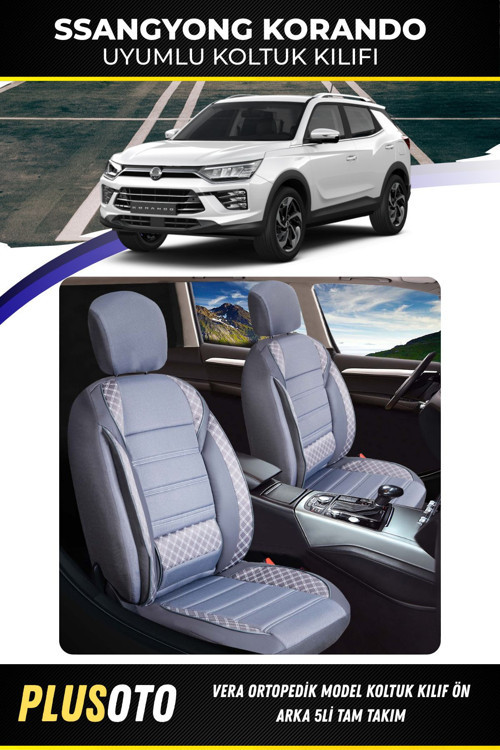 Ssangyong Korandouyumlu Vera Serisi Füme Oto Koltuk Kılıfı 5Li Takım Set M-951