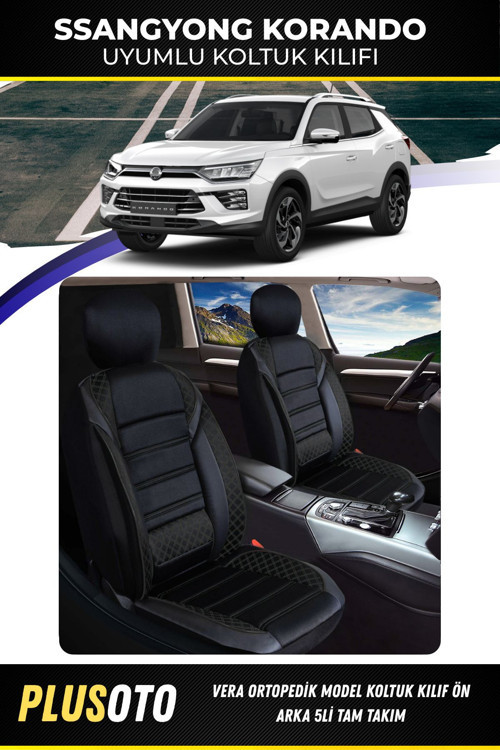 Ssangyong Korandouyumlu Vera Serisi Siyah Oto Koltuk Kılıfı 5Li Takım Set M-955
