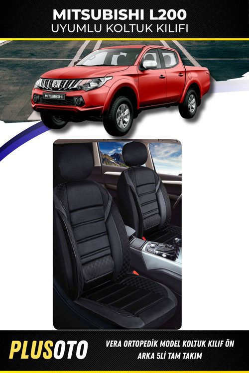 Mitsubishi L200Uyumlu Vera Serisi Siyah Oto Koltuk Kılıfı 5Li Takım Set M-511