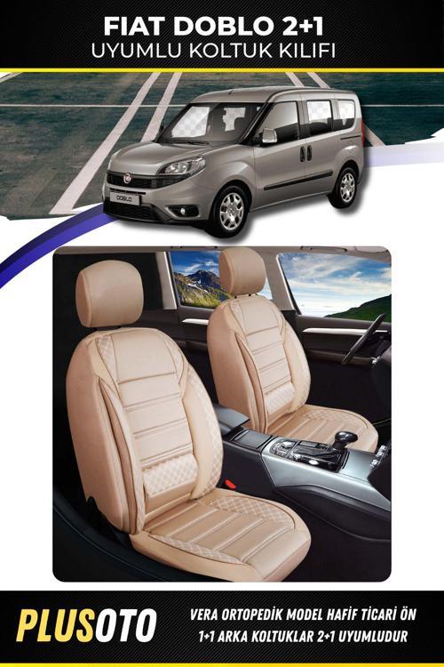 Fiat Doblo (2+1) Ticari Uyumlu Vera Serisi Bej Oto Koltuk Kılıfı 5Li Takım Set T-1