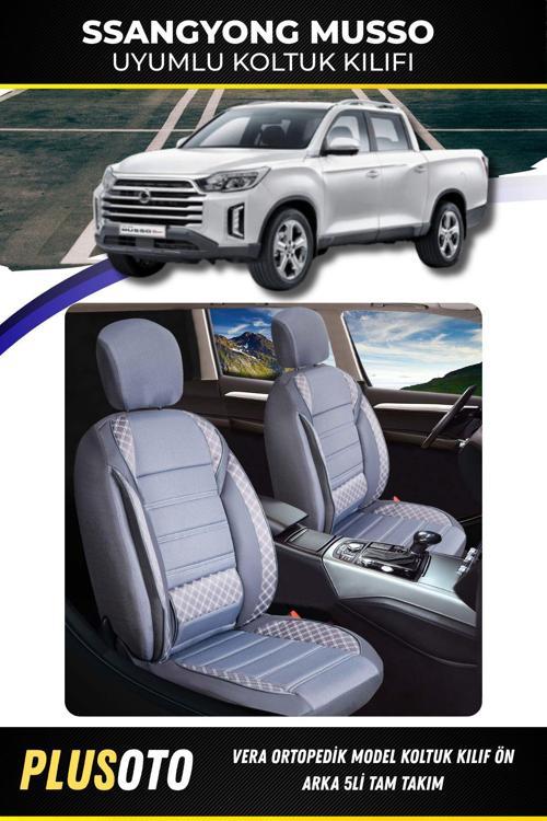 Ssangyong Mussouyumlu Vera Serisi Füme Oto Koltuk Kılıfı 5Li Takım Set M-963