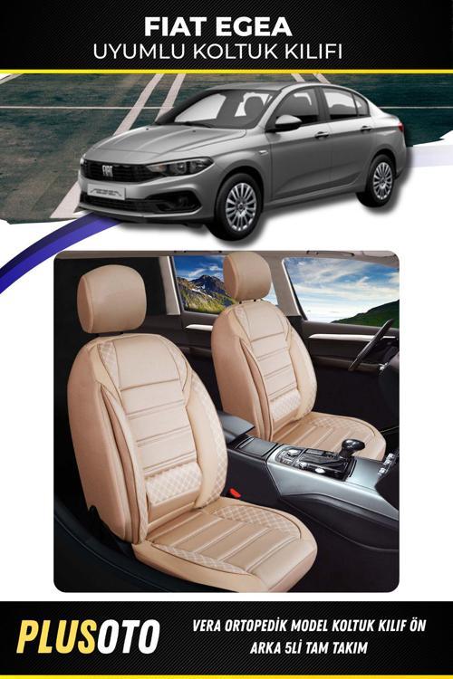 Fiat Egea Uyumlu Vera Serisi Bej Oto Koltuk Kılıfı 5Li Takım Set M-200