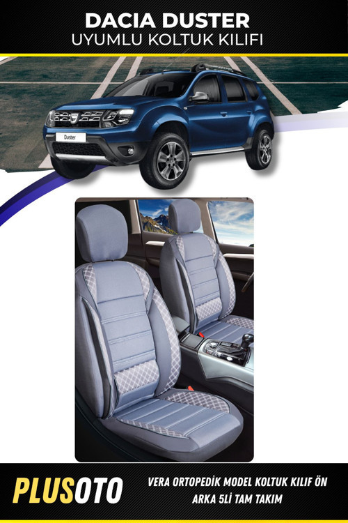 Dacia Duster Uyumlu Vera Serisi Füme Oto Koltuk Kılıfı 5Li Takım Set M-117