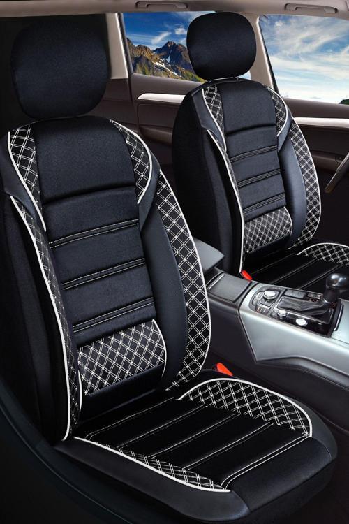 Dacia Duster Uyumlu Vera Serisi Siyah Beyaz Oto Koltuk Kılıfı 5'Li Takım Set