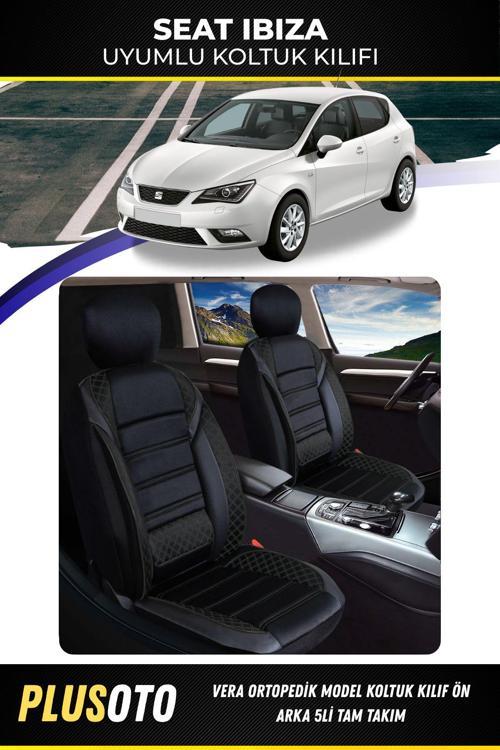 Seat İbiza Uyumlu Vera Serisi Siyah Oto Koltuk Kılıfı 5Li Takım Set M-865