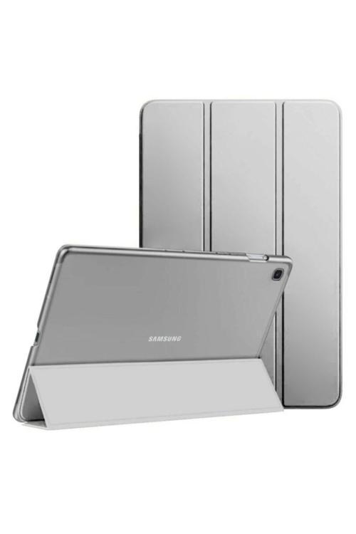 Samsung Galaxy Tab A 10.1 Inç T510 T515 T517 Kılıf Pu Deri Smart Case Gri