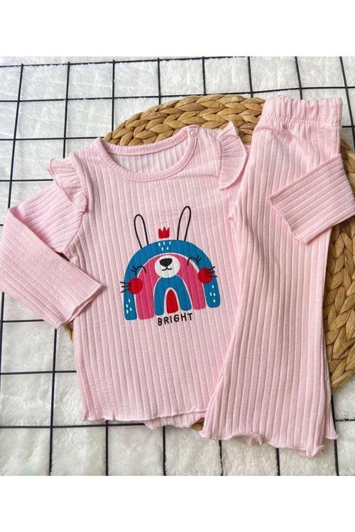 Kız Bebek İspanyol Paça Unicorn Baskılı Kaşkorse Takım