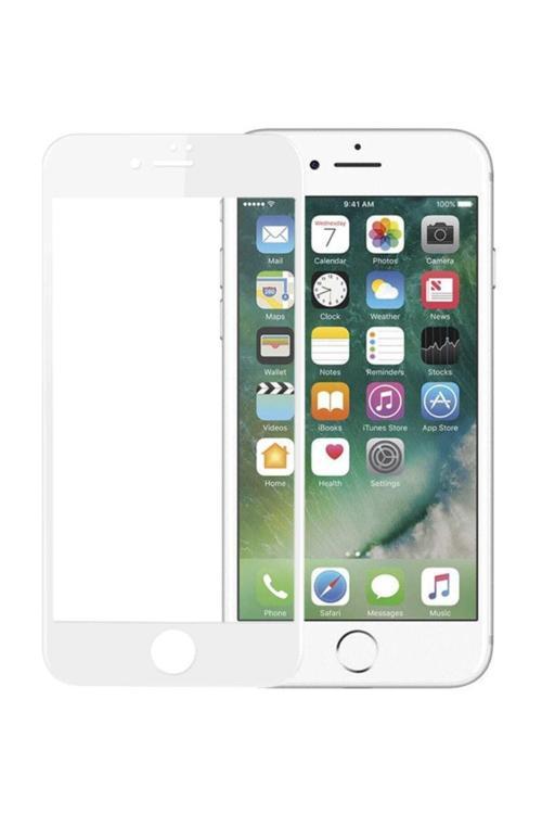 Iphone 7 Plus 3D Kavisli Temperli Cam Full Ekran Koruyucu Kırılmaz Film Beyaz