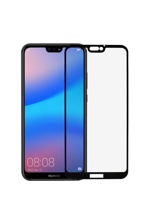 Huawei P20 Lite Uyumlu Siyah Seramik Nano Ekran Koruyucu Tam Kaplayan Kırılmaz Esnek Cam