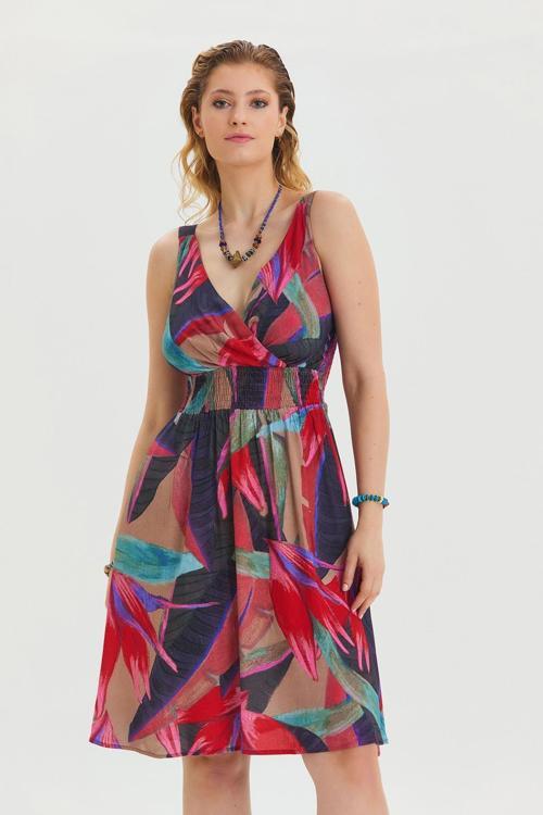 Bohem Tarz Kruvaze V Yaka Elbise