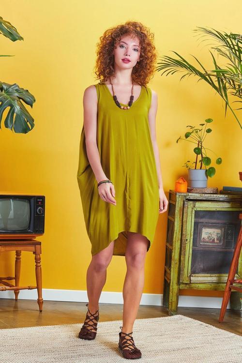 Bohem Stil Kısa Salaş Tunik Elbise