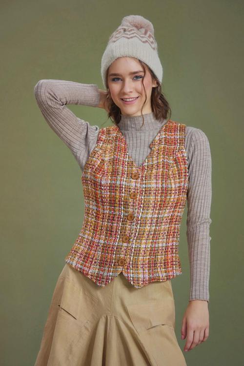 Bohem Tarz Kadın Turuncu Yelek