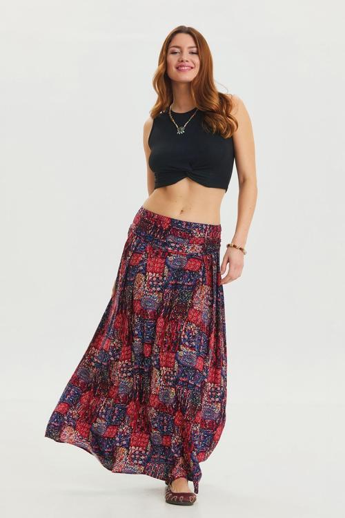 Beli Lastikli Drape Detaylı Otantik Etek