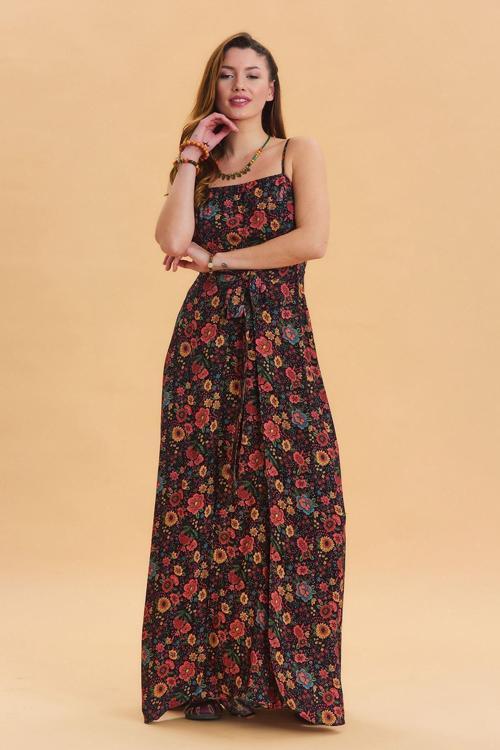 Askılı Belden Bağlamalı Elbise