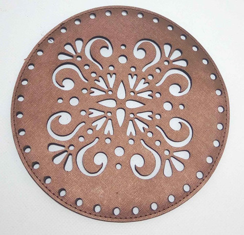 Bakır Renk Suni Deri 20 Cm Desenli Plaka