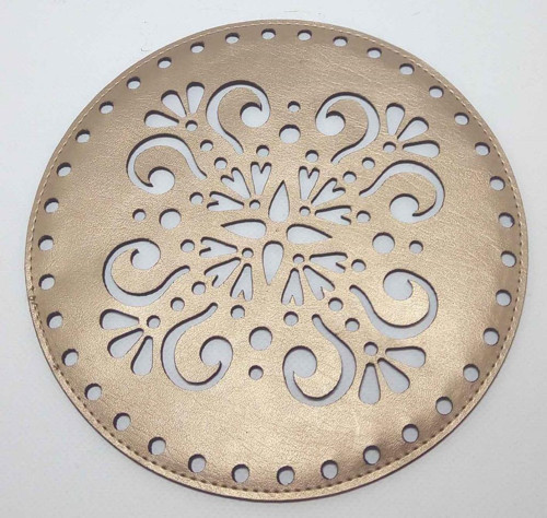 Gold Renk Suni Deri 20 Cm Desenli Plaka