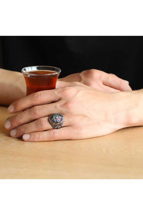 Gümüş Osmanlı Devlet Arması Erkek Yüzük