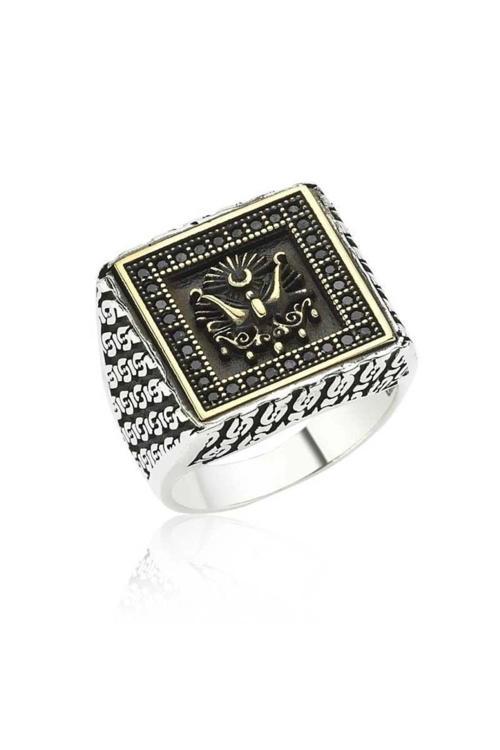 Gümüş Osmanlı Devlet Armalı Erkek Yüzük