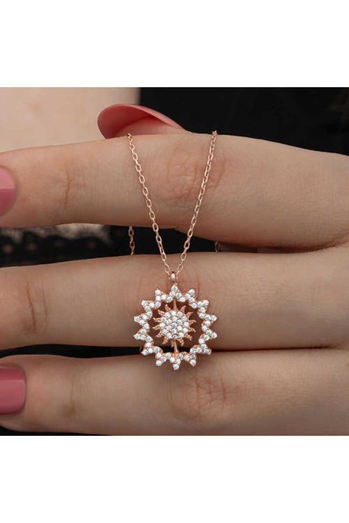 Gümüş Rose Güneş Kadın Kolye