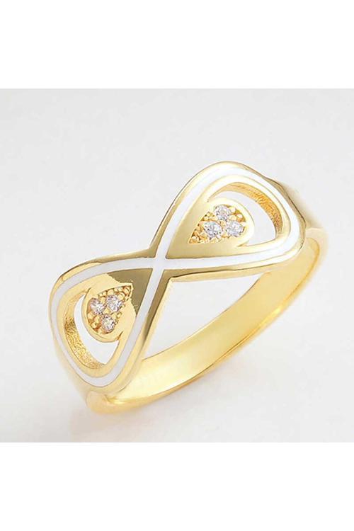 Gümüş Gold Zirkon Taşlı Sonsuzluk Kadın Yüzük