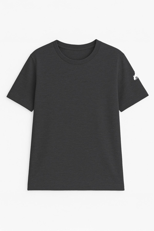 Erkek Bisiklet Yaka Basic Düz Kısa Kollu Gri T-shirt