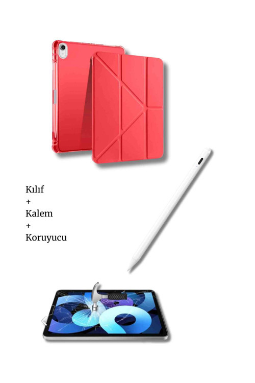 iPad A16 11. Nesil ve 10. Nesil A3355 A2757 Uyumlu Tablet Kılıfı Tablet Kalemi Ekran Koruyucu Set