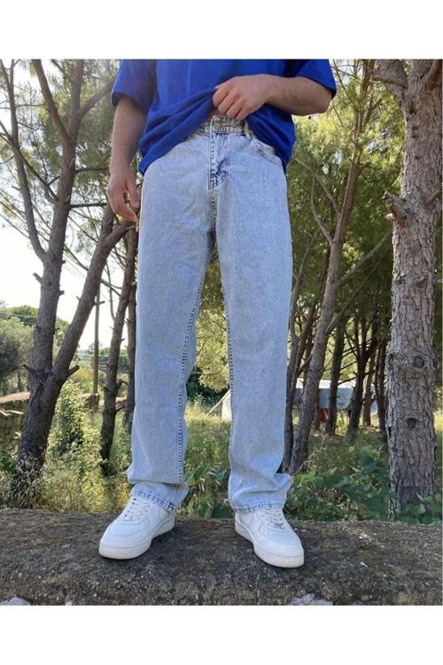 Kaizer Denim Erkek Buz Mavi Baggy Pantolon