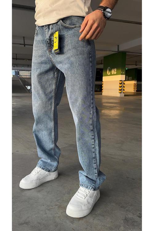 Kaizer Denim Erkek Buz Mavi Baggy Jeans